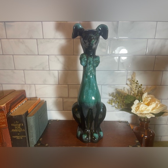 Mountain Pottery MCM Ceramic Dig Drip Glaze Pottery Tall Skinny Dog - Picture 1 of 14